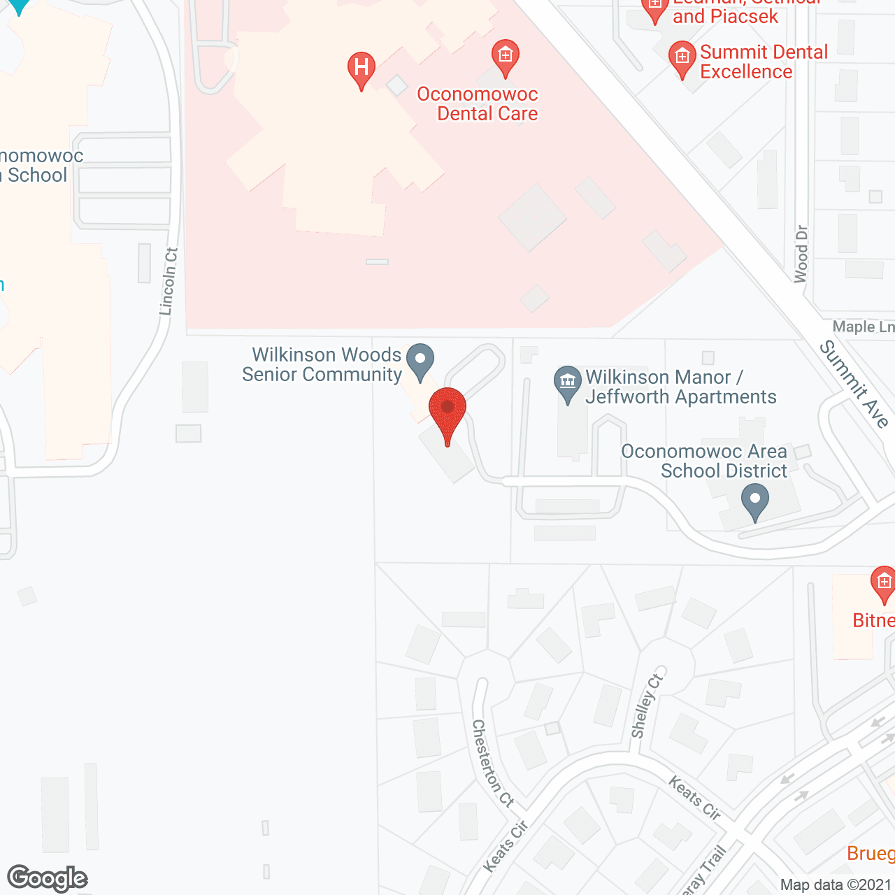 Map of the neighborhood around Wilkinson Woods