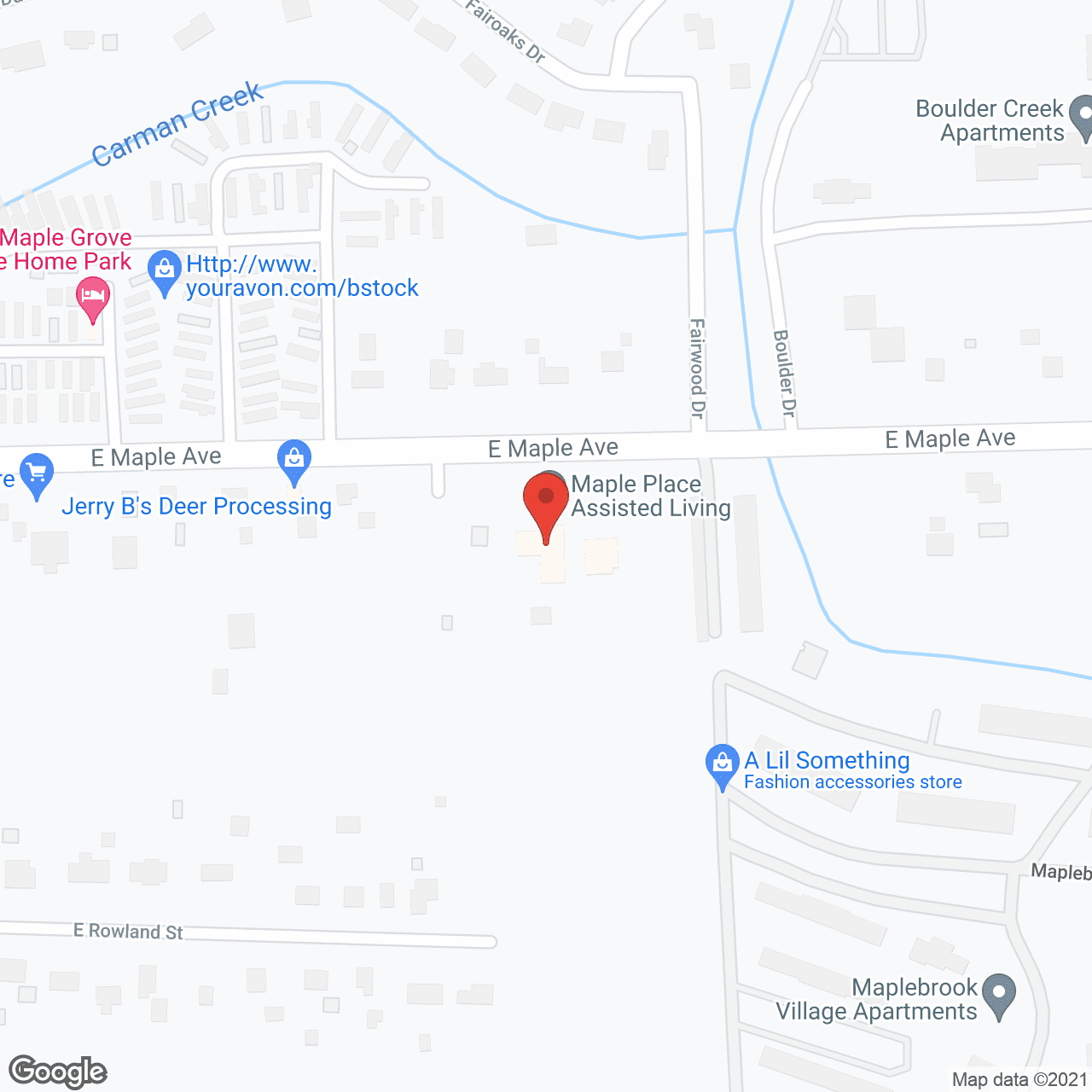 Map of the neighborhood around Maple Place AFC