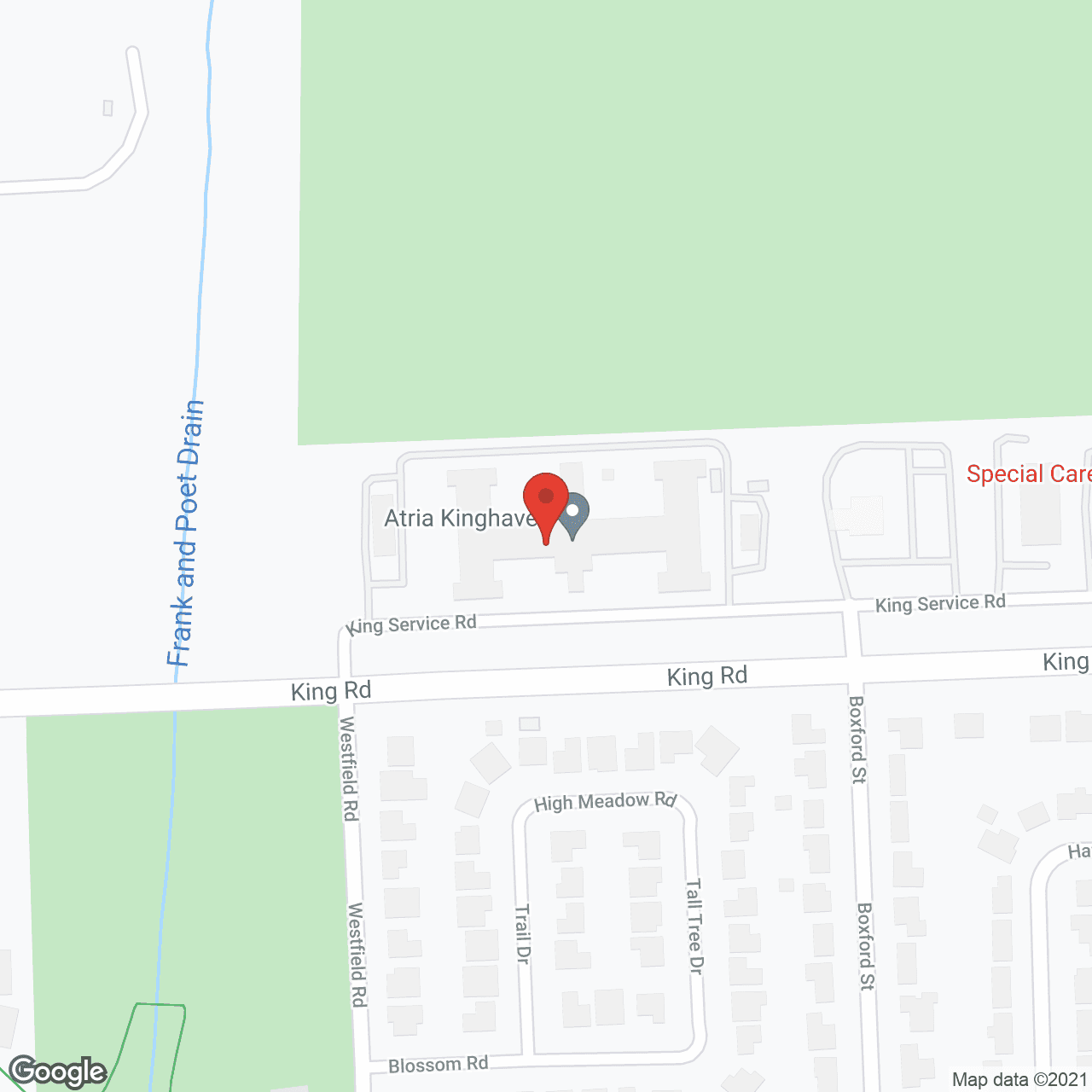 Map of the neighborhood around Atria Kinghaven