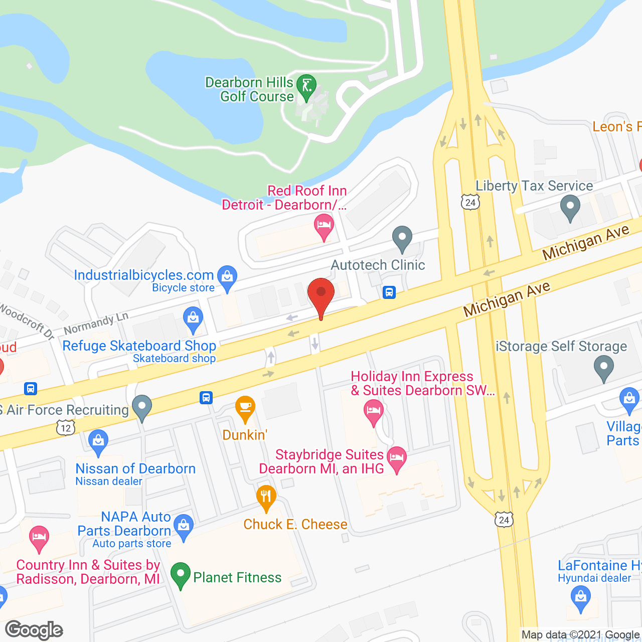 Map of the neighborhood around Normandy Apartments