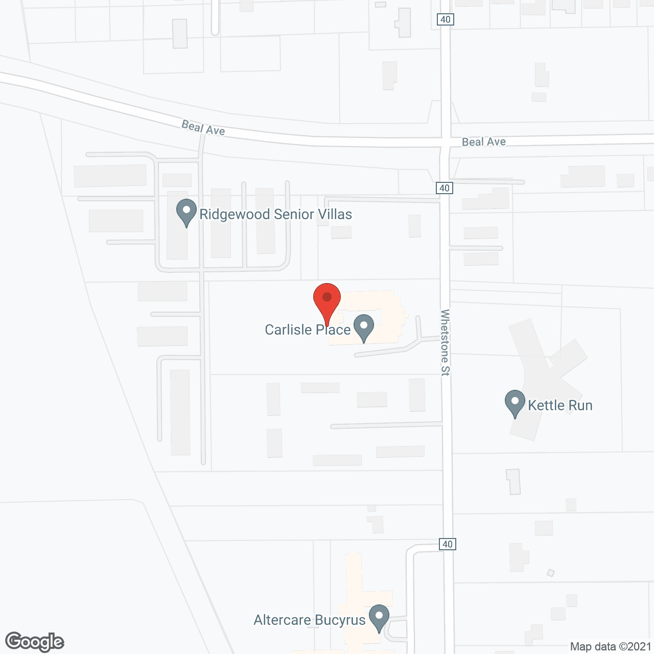 Map of the neighborhood around Trustwell Living at Carlisle Place