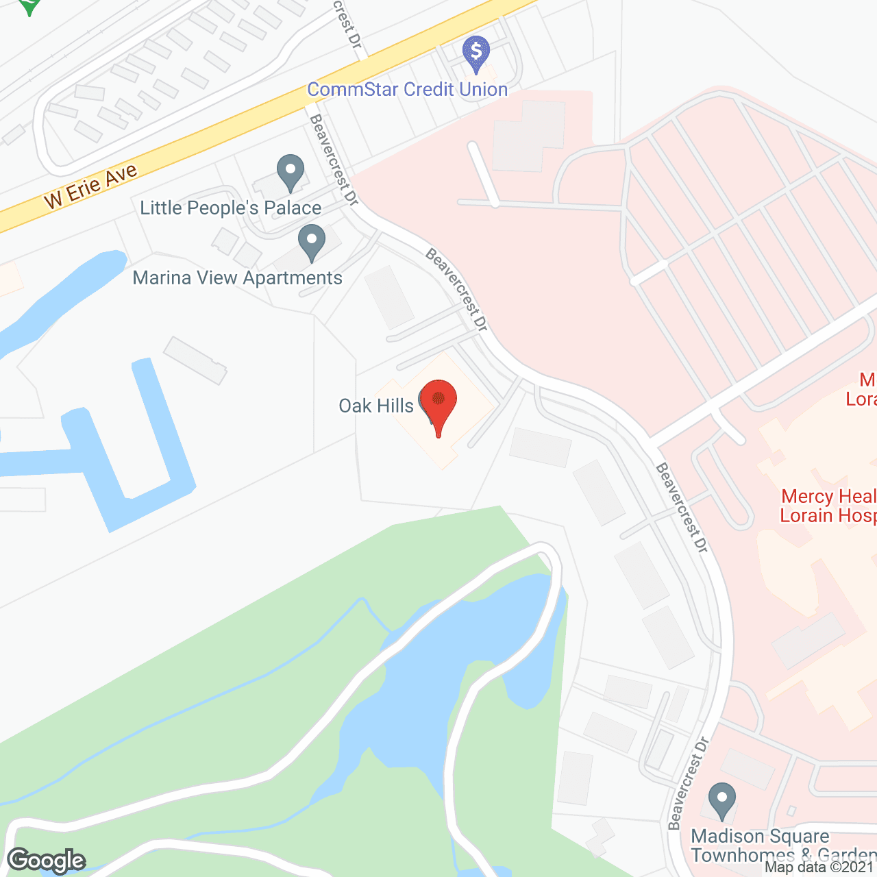 Map of the neighborhood around Embassy Oak Hills Nursing and Rehab