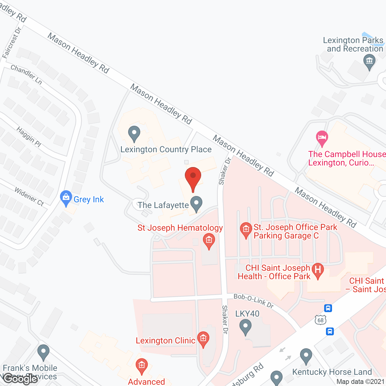 Map of the neighborhood around The Lafayette