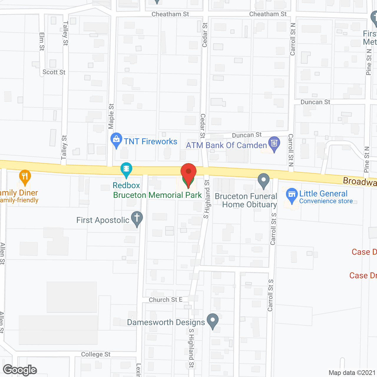 Map of the neighborhood around Life Care Ctr of Bruceton