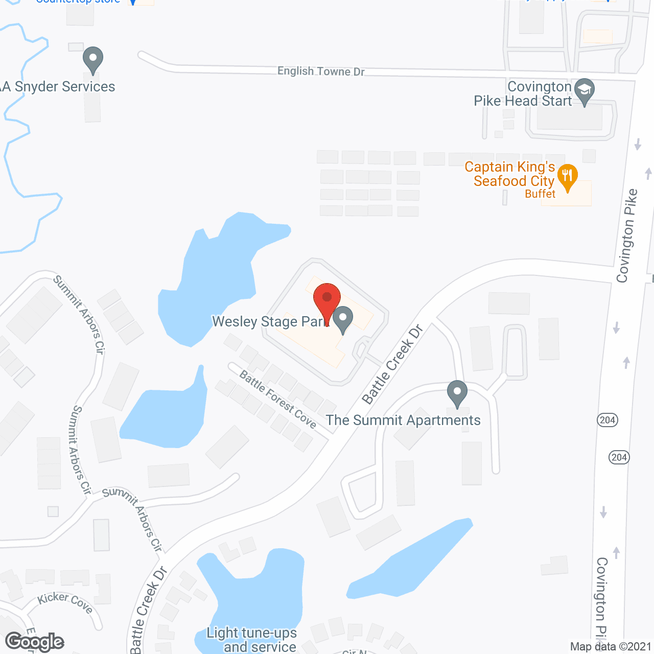 Map of the neighborhood around Wesley Stage Park