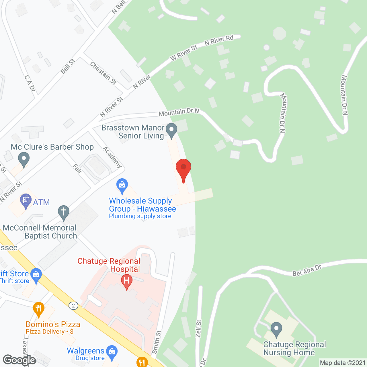 Map of the neighborhood around Brasstown Manor