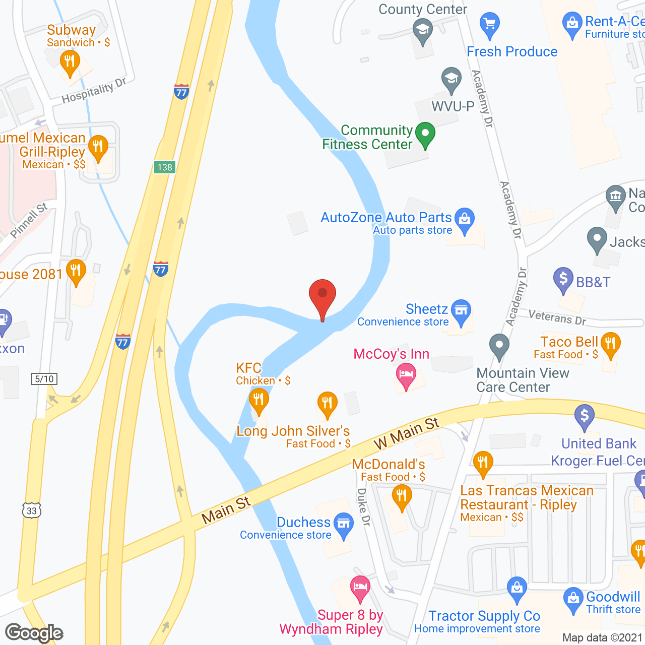 Map of the neighborhood around Eldercare of West Virginia