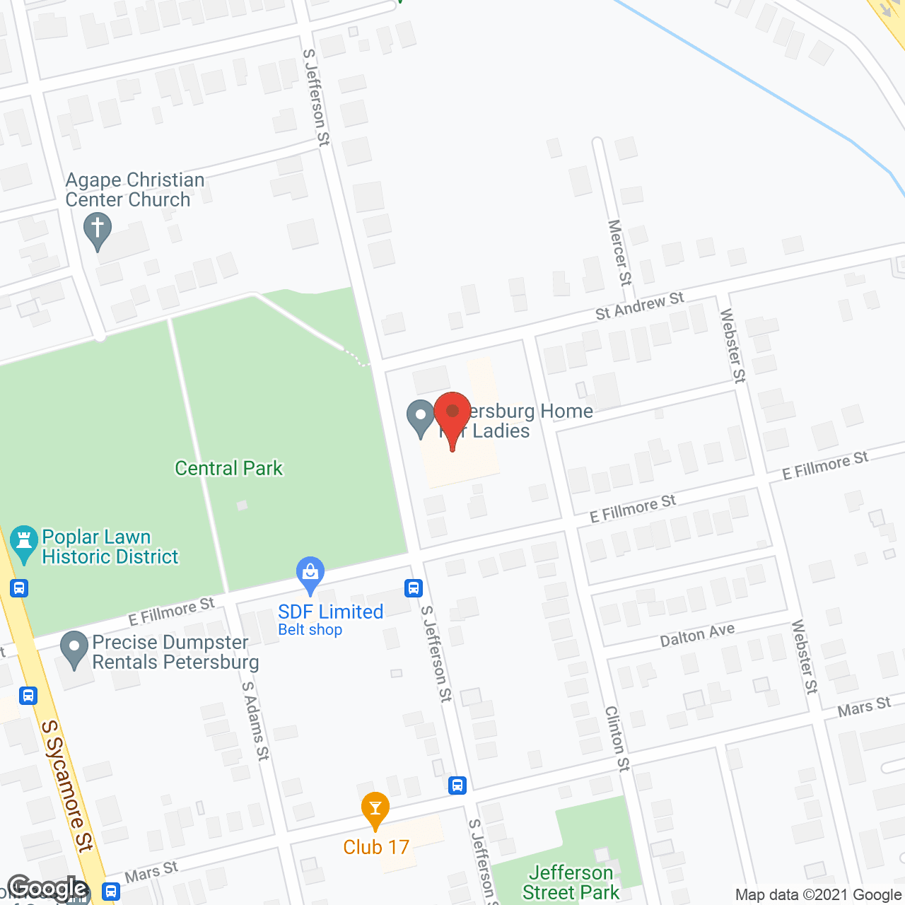 Map of the neighborhood around Petersburg Home For Ladies