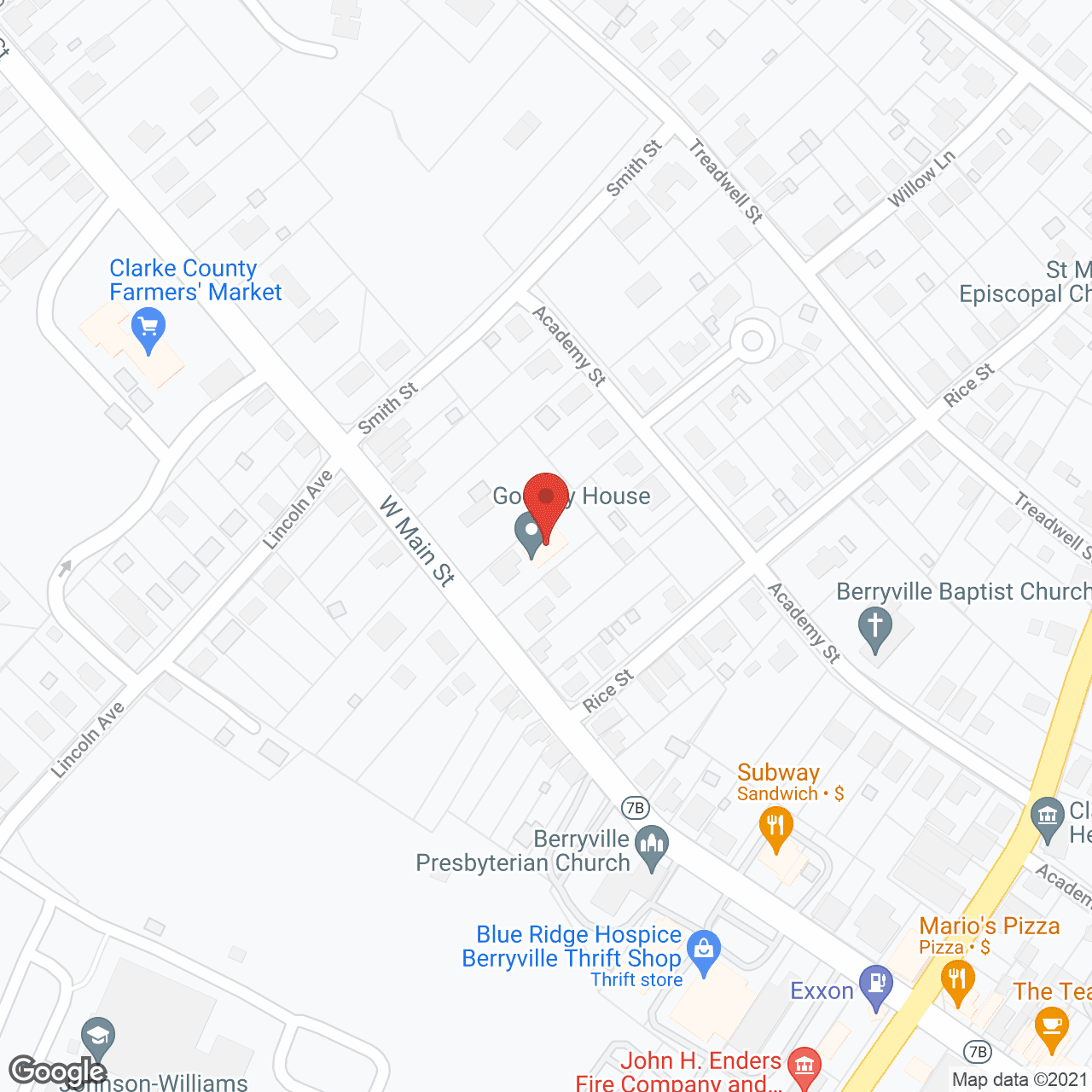 Map of the neighborhood around Godfrey House