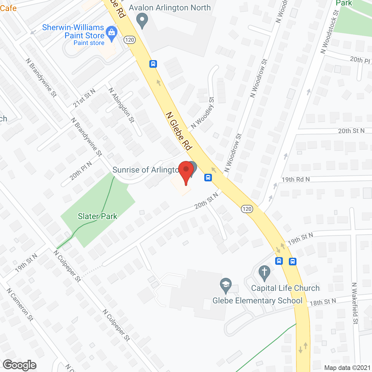 Map of the neighborhood around Sunrise of Arlington VA