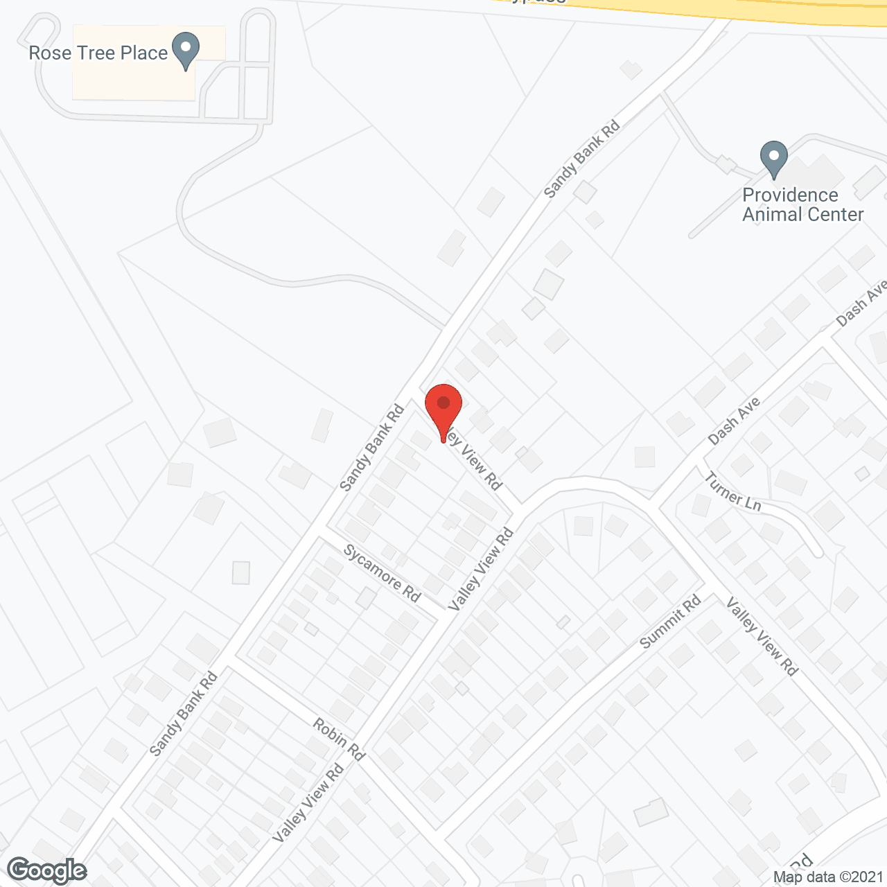 Map of the neighborhood around Rose Tree Place