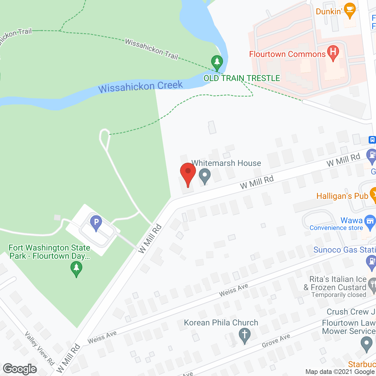 Map of the neighborhood around Whitemarsh House