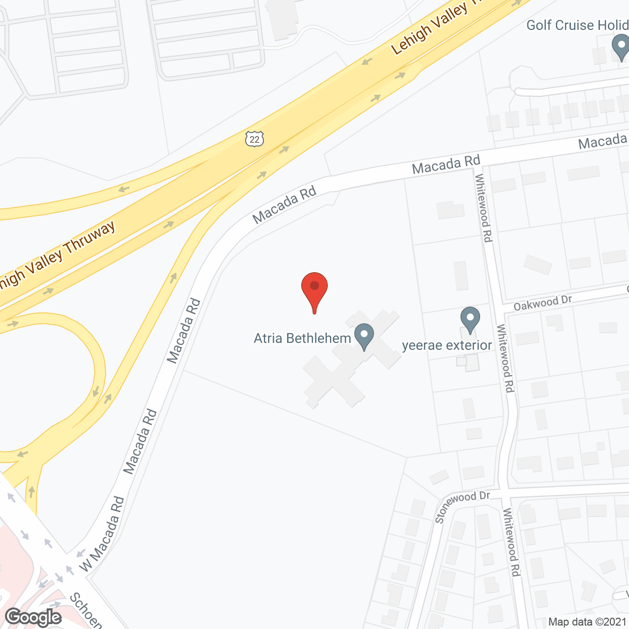 Map of the neighborhood around Atria Bethlehem