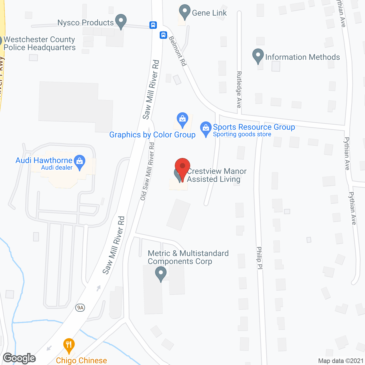 Map of the neighborhood around Crestview Manor ALF