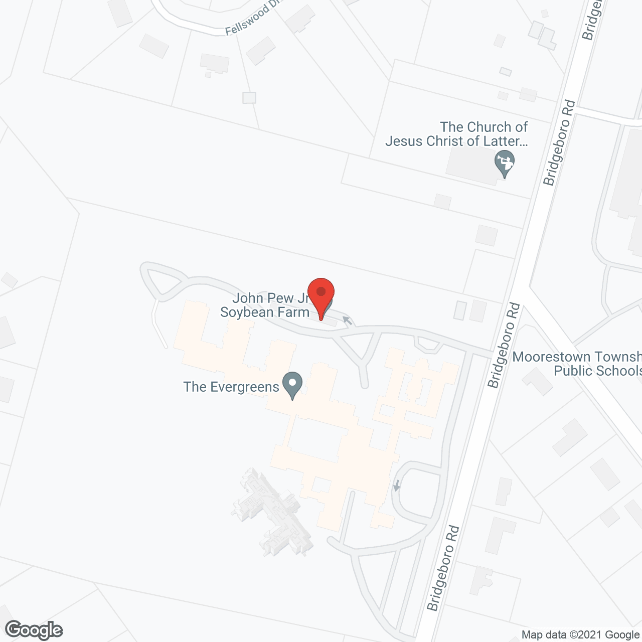 Map of the neighborhood around The Evergreens