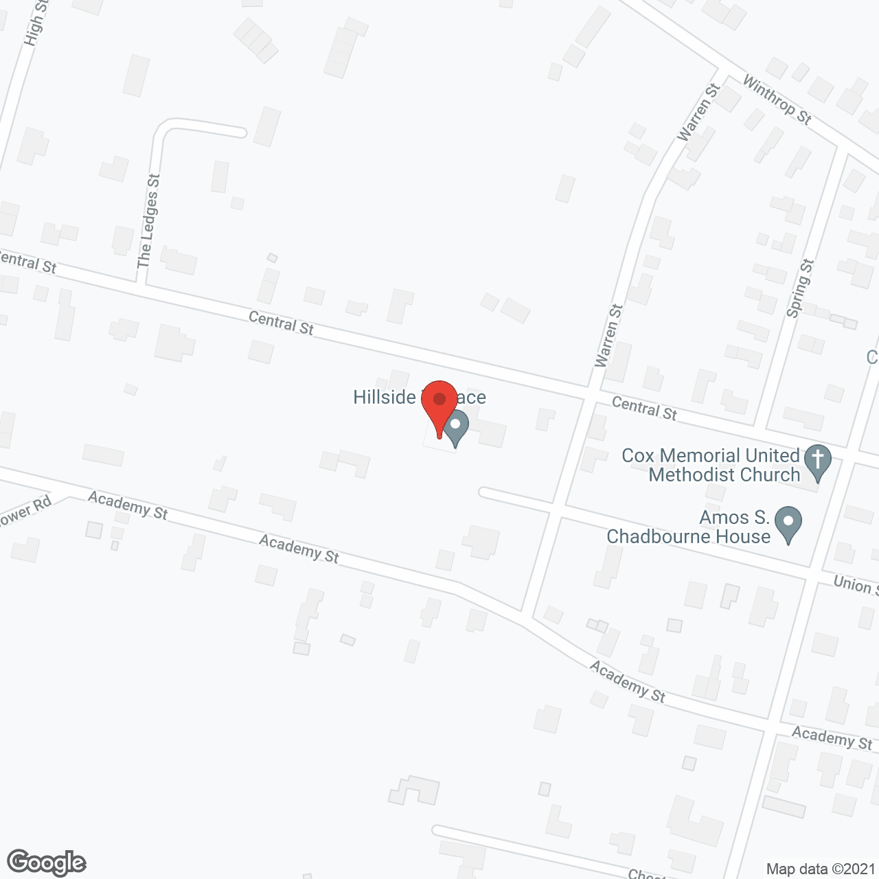 Map of the neighborhood around Hillside Terrace of Hallowell