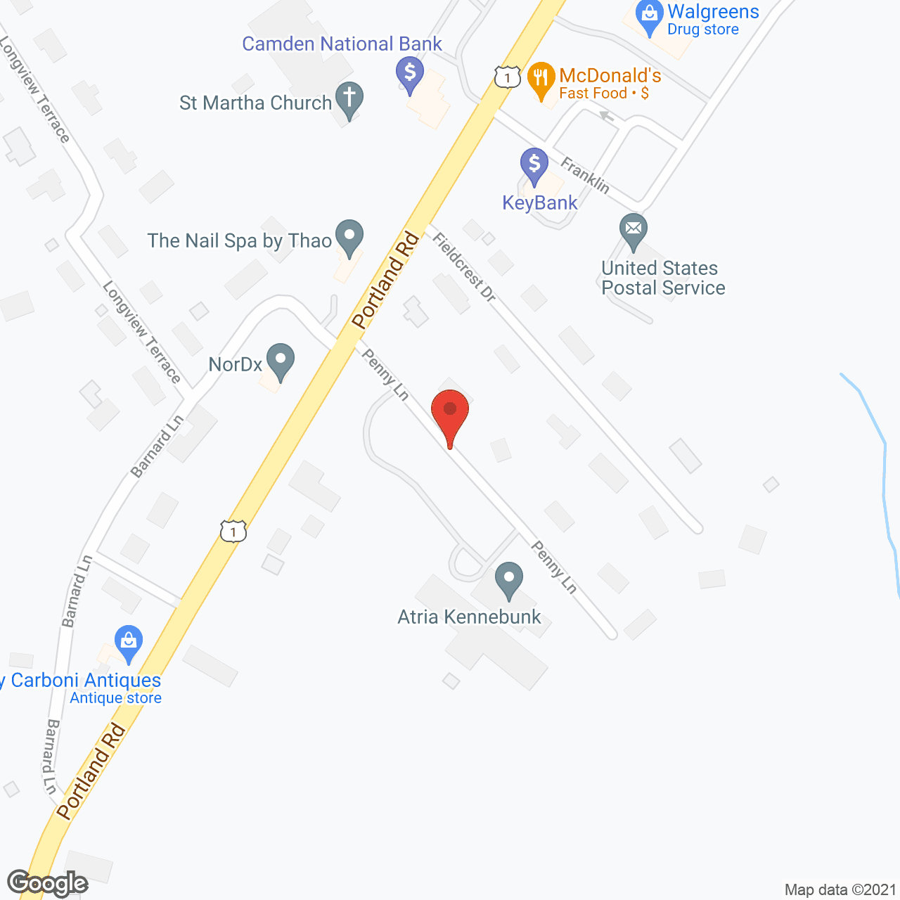 Map of the neighborhood around Atria Kennebunk