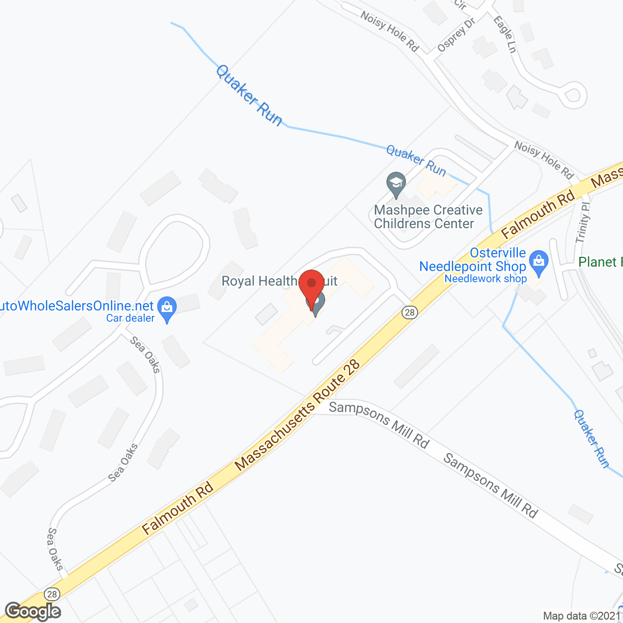 Map of the neighborhood around Mashpee Care and Rehabilitation Center