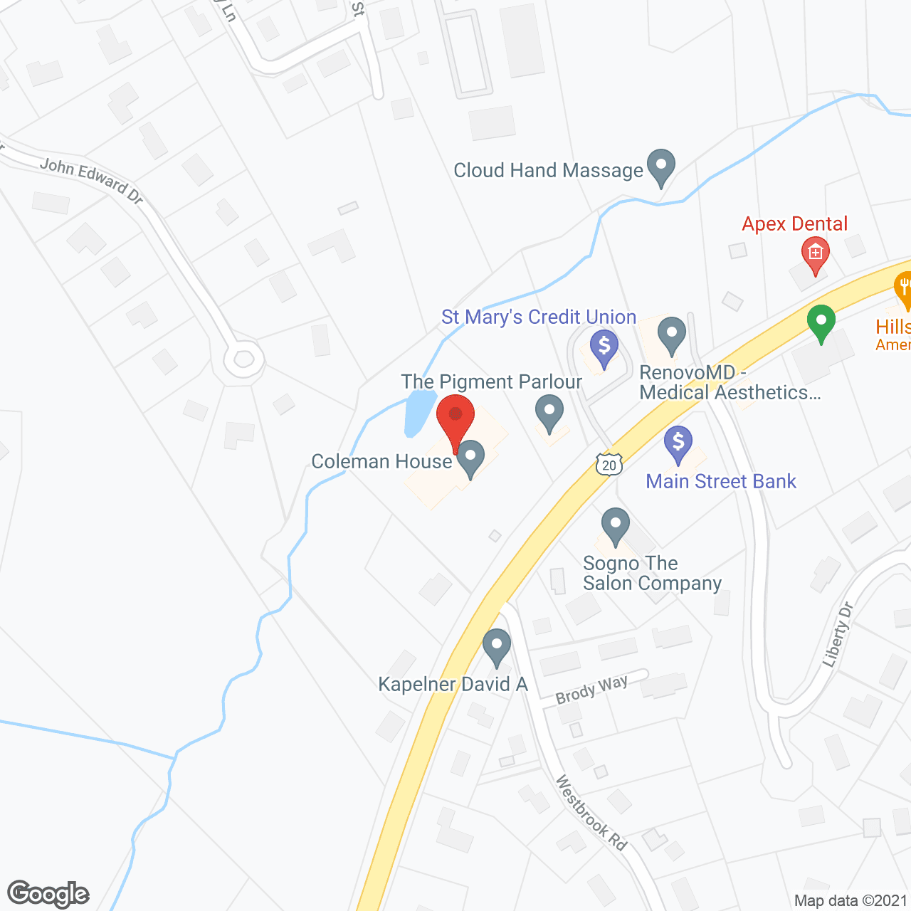 Map of the neighborhood around Coleman House