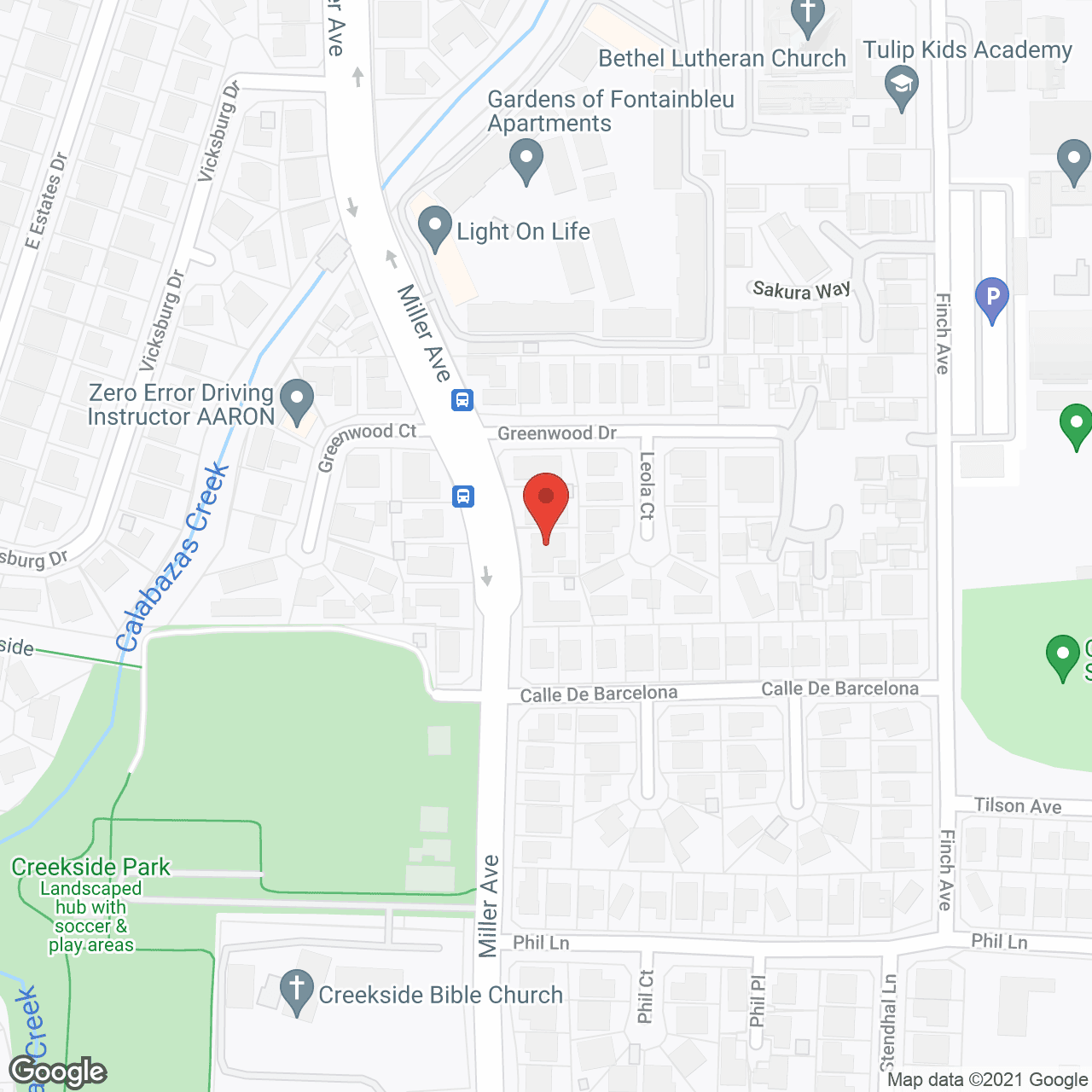 Map of the neighborhood around Purglen of Cupertino