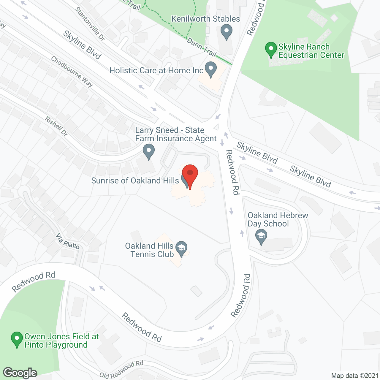 Map of the neighborhood around Ivy Park at Oakland Hills
