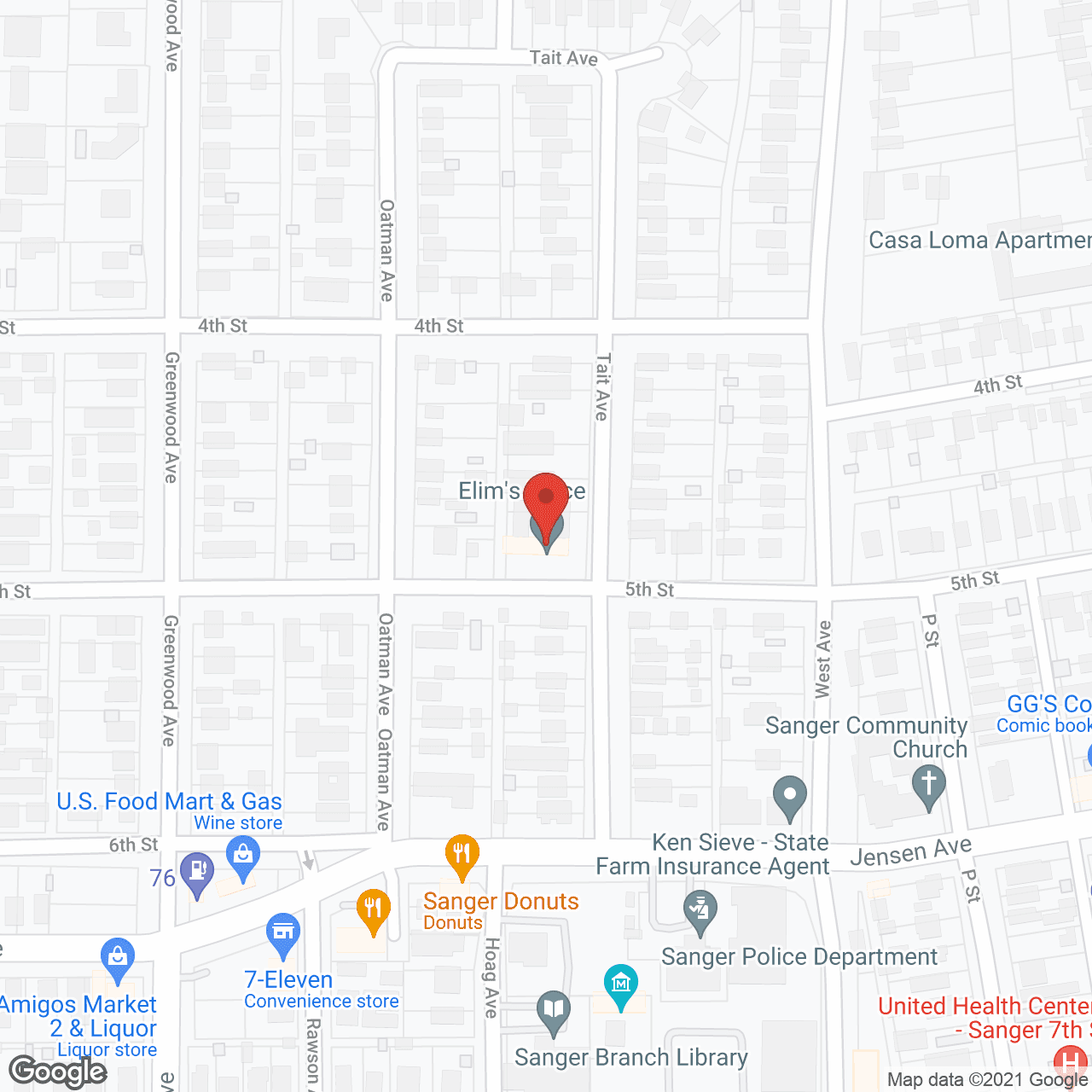 Map of the neighborhood around Elim Place