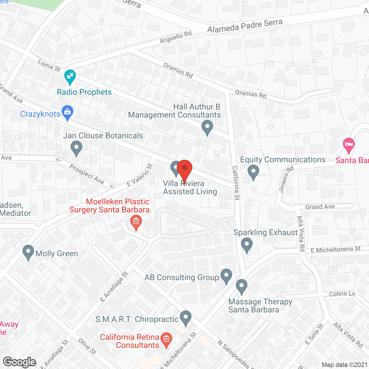 Map of the neighborhood around Villa Riviera