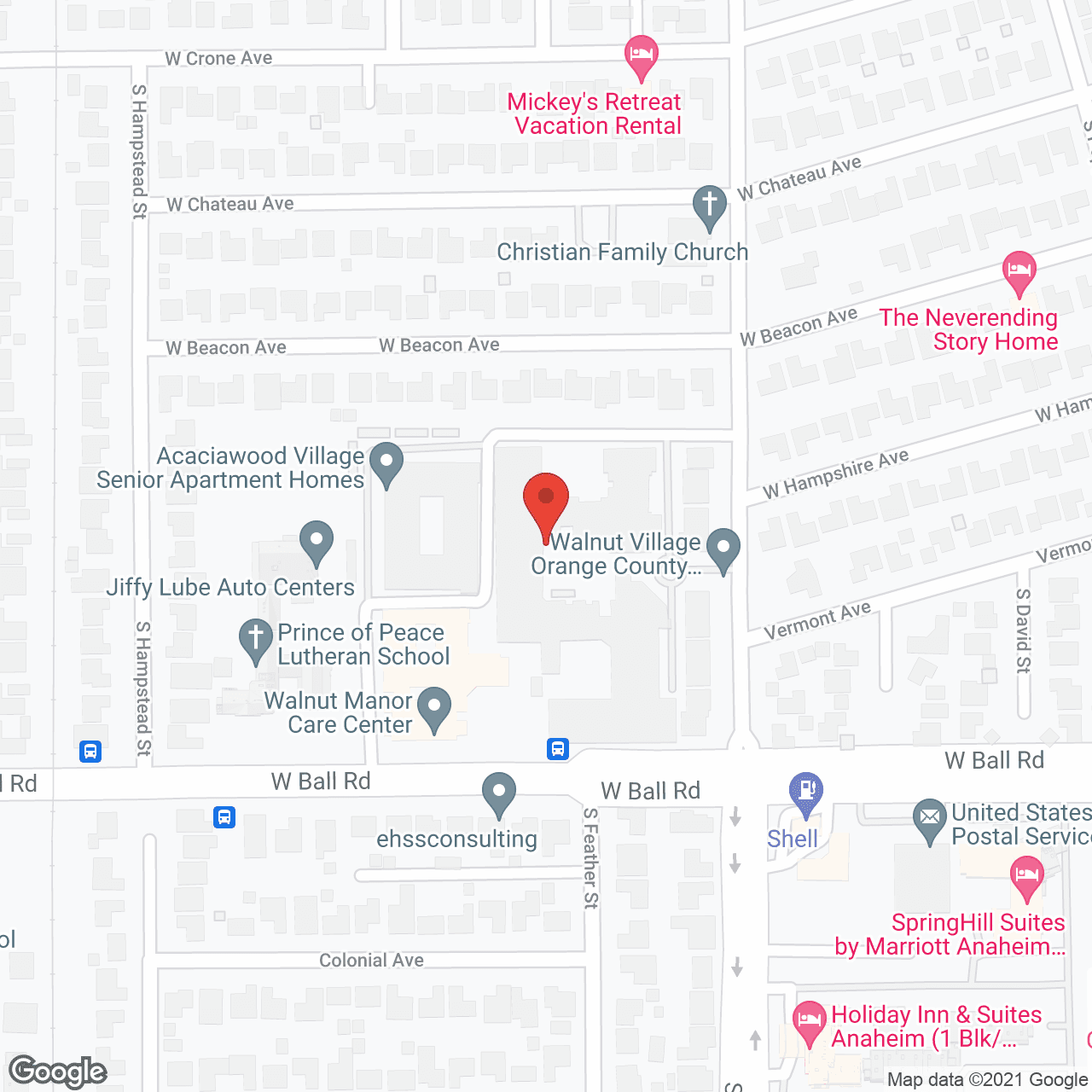 Map of the neighborhood around Walnut Village