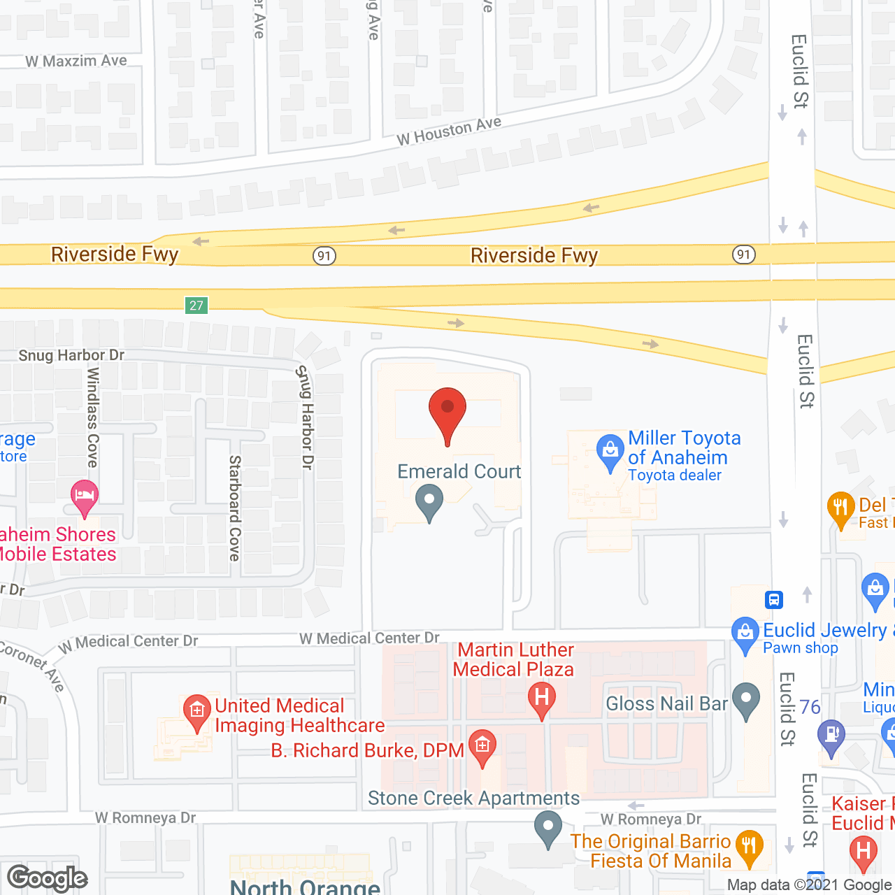 Map of the neighborhood around Emerald Court