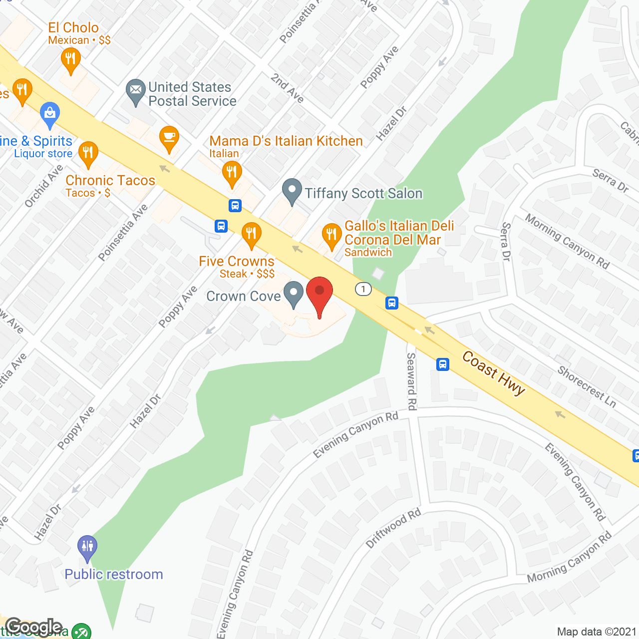 Map of the neighborhood around Crown Cove