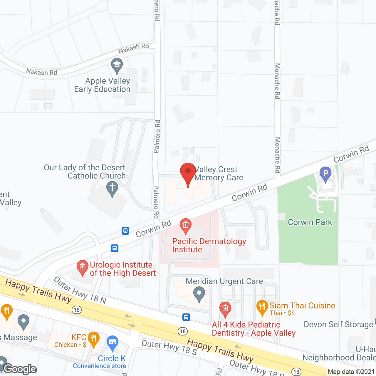 Map of the neighborhood around Valley Crest Memory Care