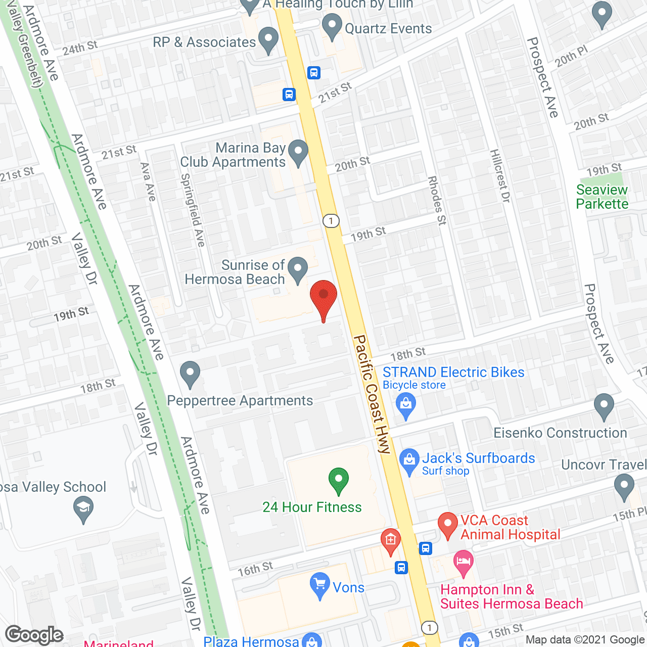 Map of the neighborhood around Sunrise of Hermosa Beach