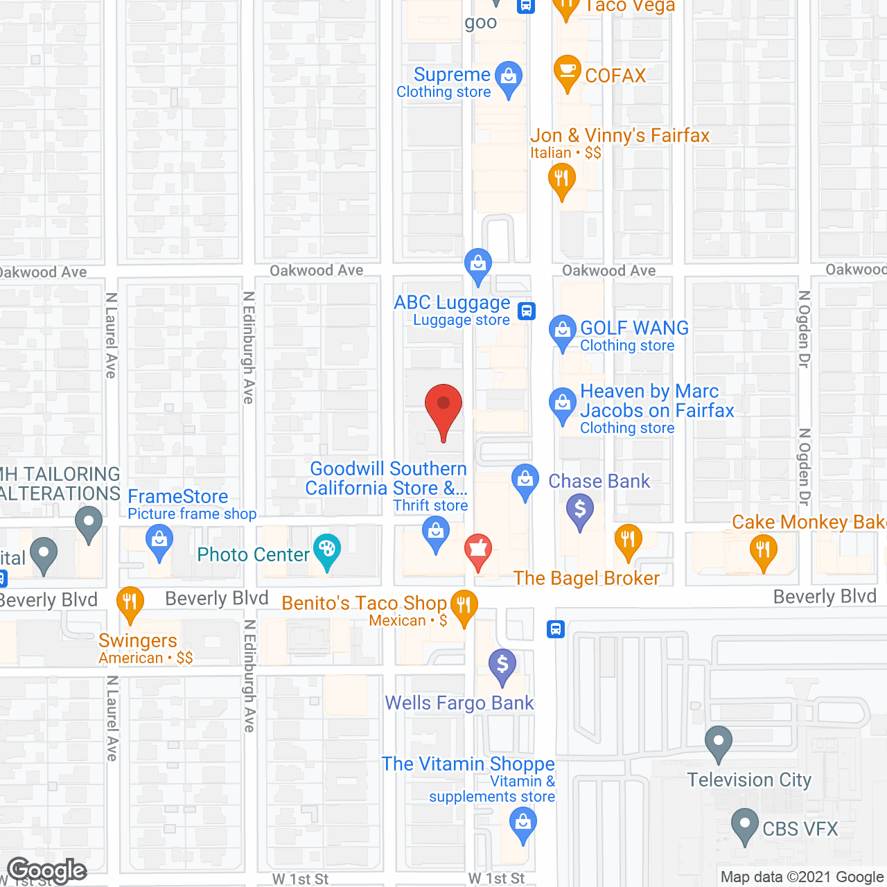 Map of the neighborhood around Silverado Beverly Place