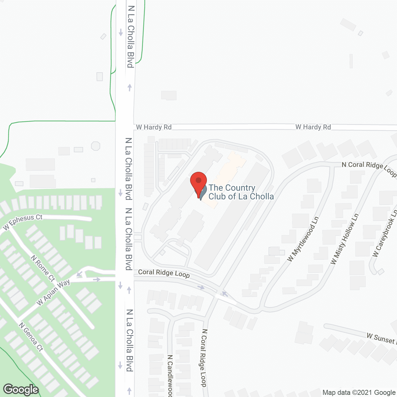 Map of the neighborhood around Country Club at La Cholla