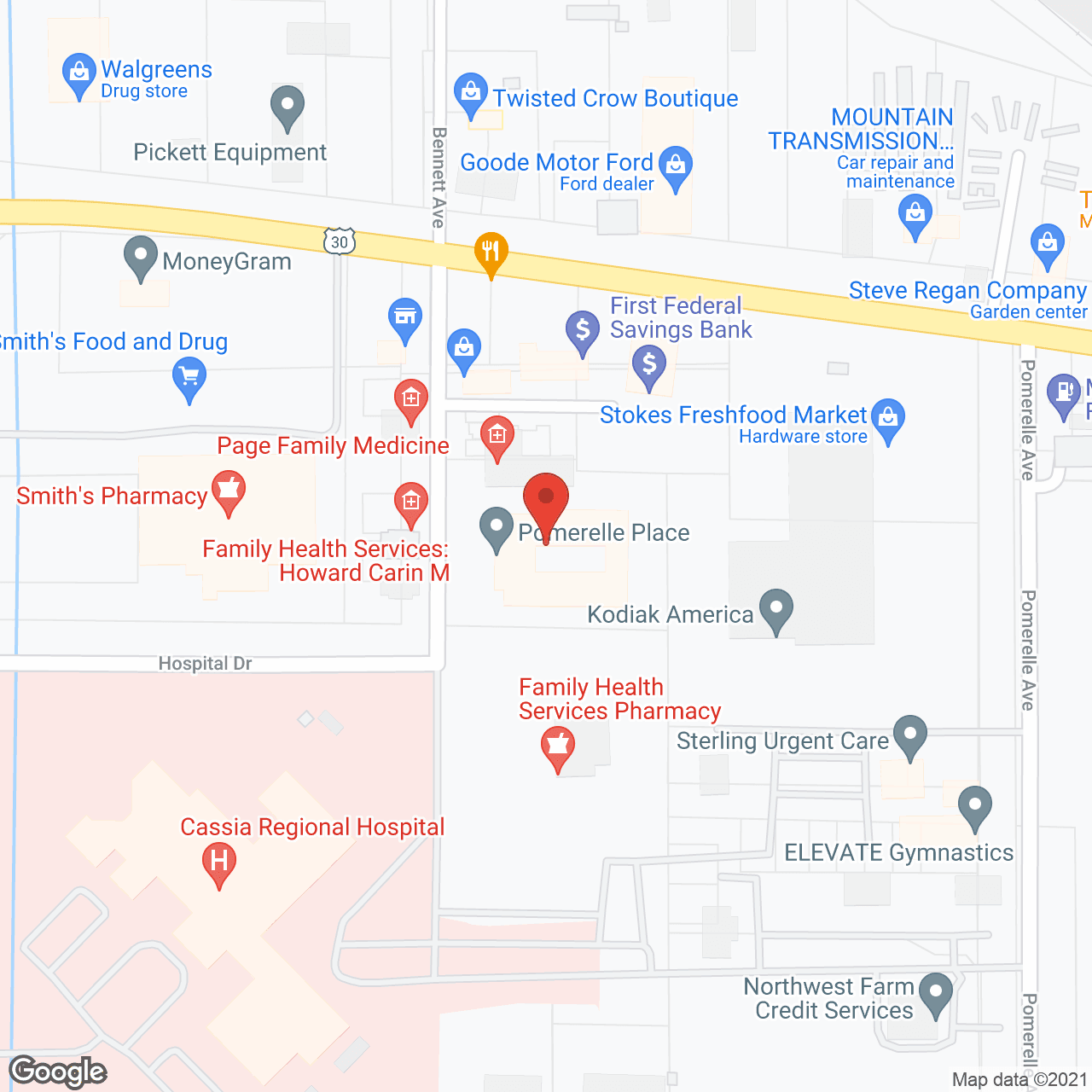 Map of the neighborhood around Pomerelle Place