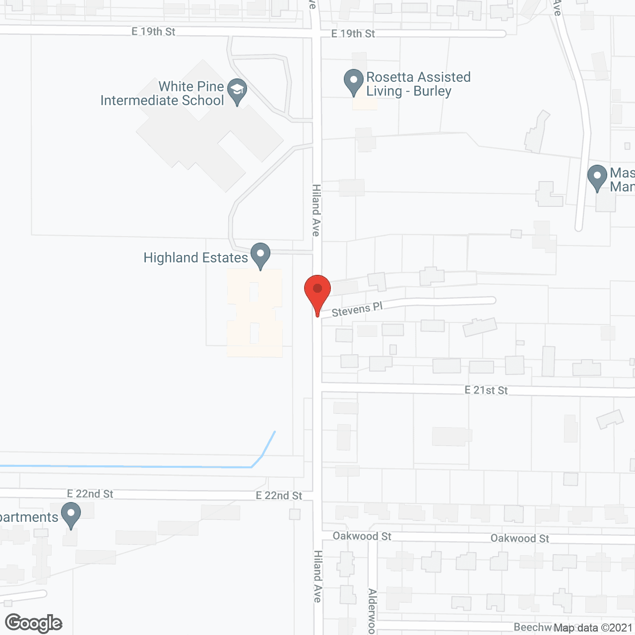 Map of the neighborhood around Highland Estates