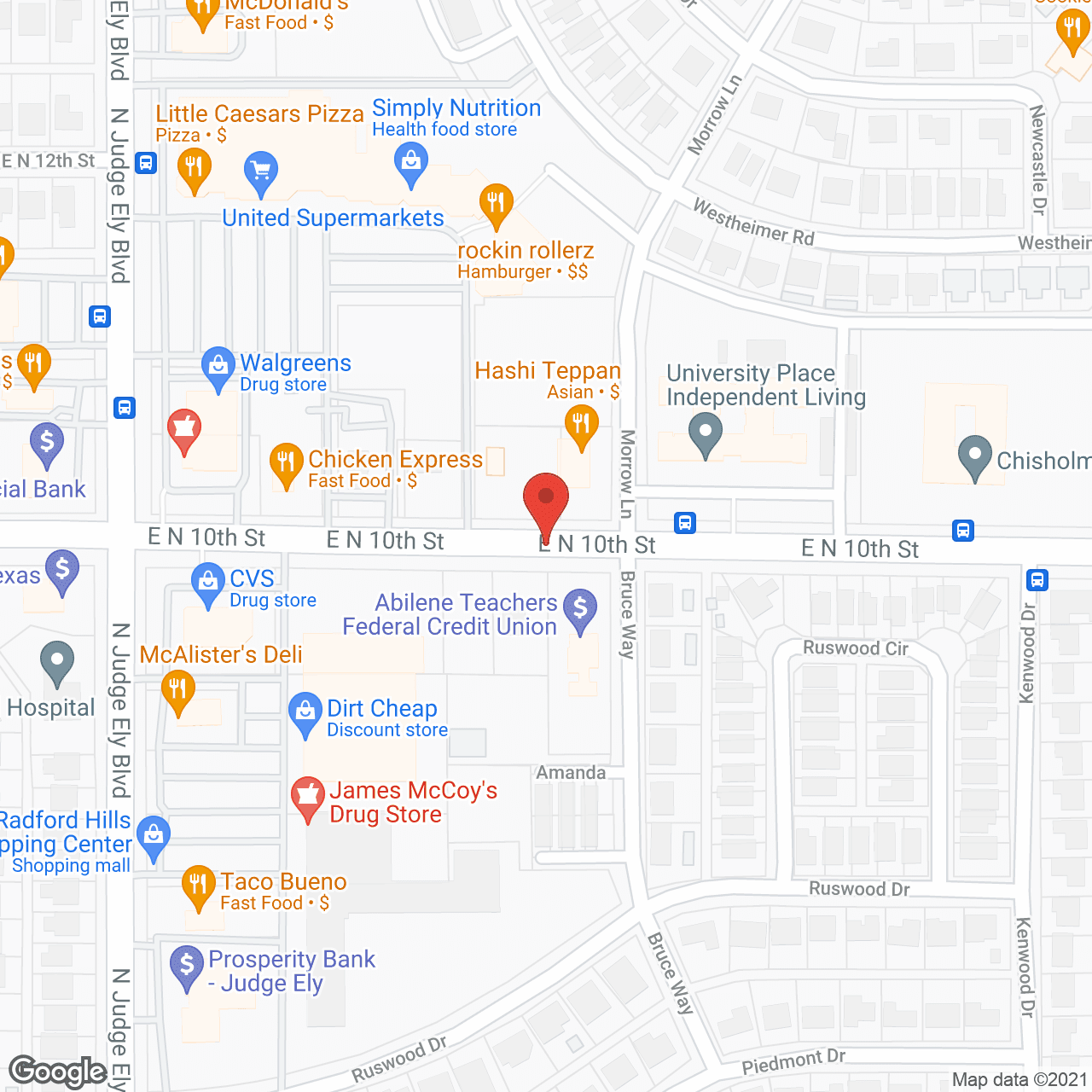 Map of the neighborhood around University Place Independent Living