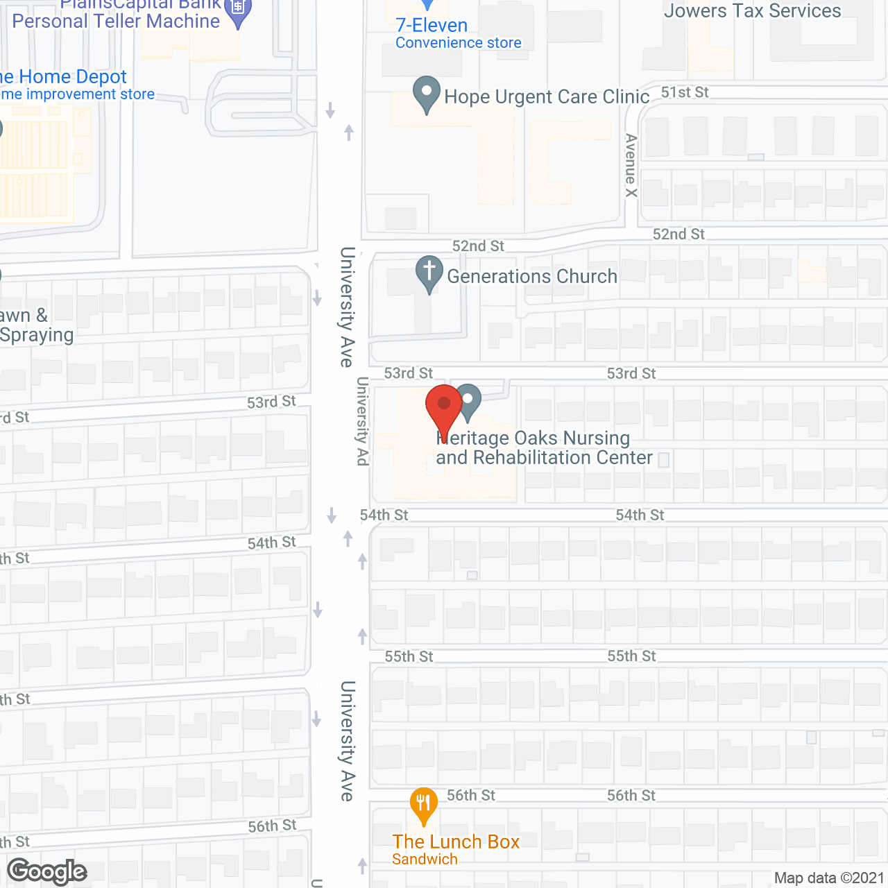 Map of the neighborhood around Heritage Oaks Nursing and Rehab