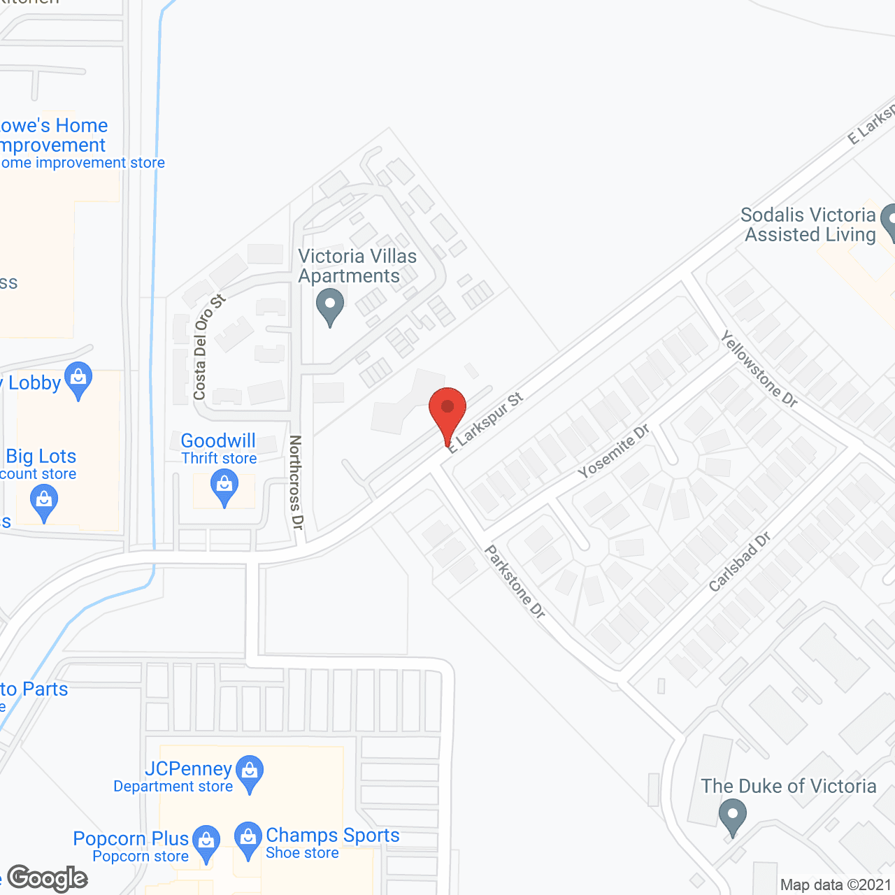 Map of the neighborhood around Sodalis Victoria Assisted Living