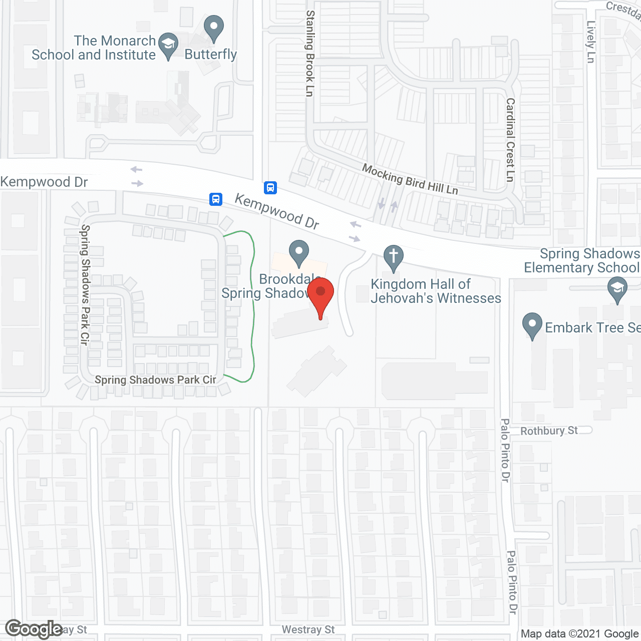 Map of the neighborhood around Brookdale Spring Shadows