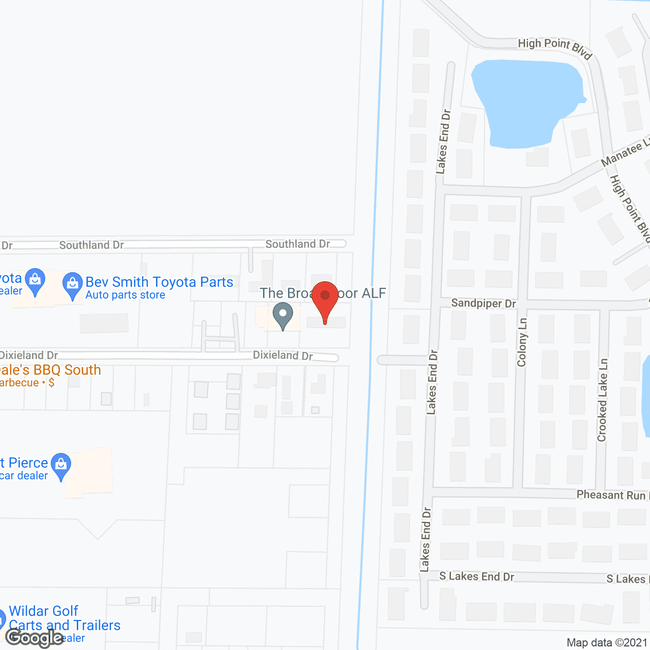 Map of the neighborhood around Broadmoor ALF