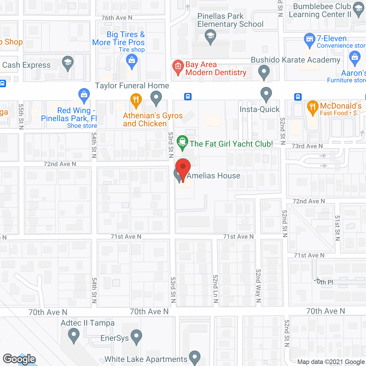 Map of the neighborhood around Amelias House
