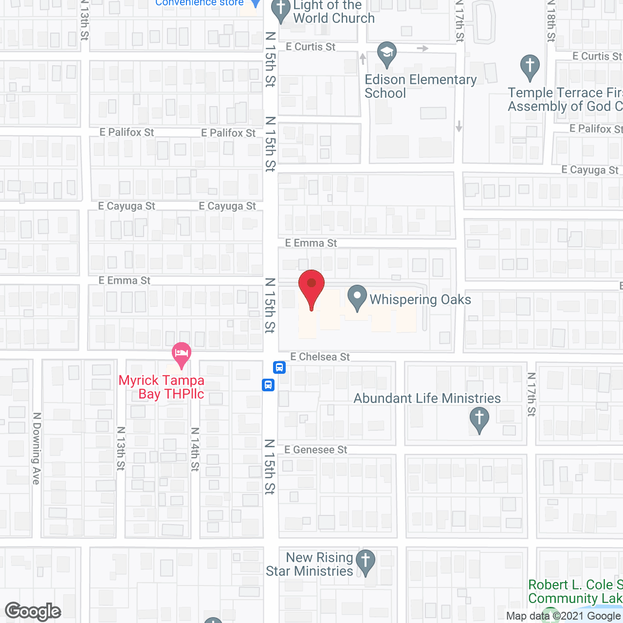 Map of the neighborhood around Whispering Oaks
