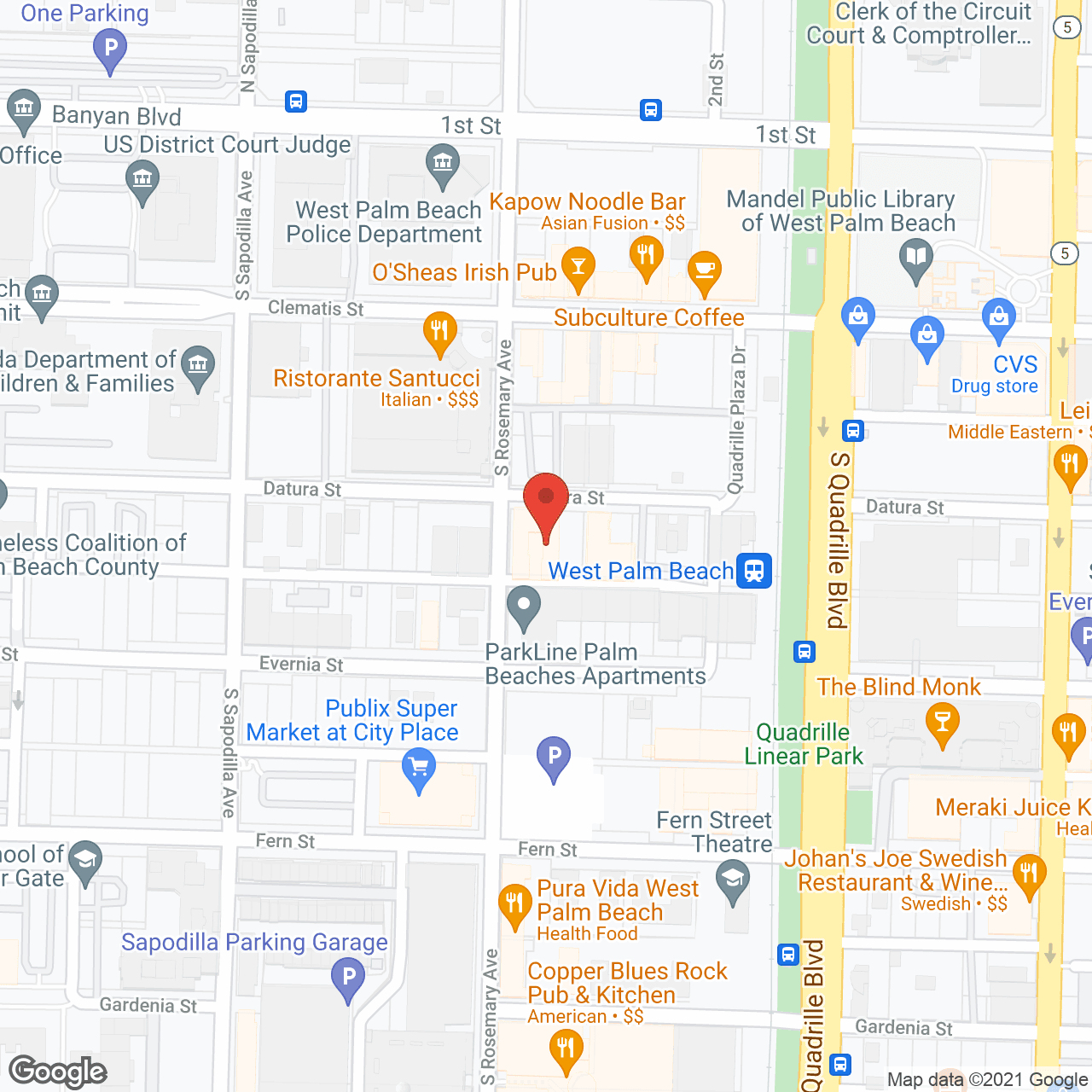 Map of the neighborhood around Colonial Assisted Living at West Palm Beach
