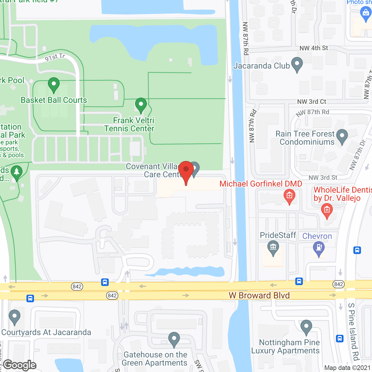 Map of the neighborhood around Covenant Village of Florida