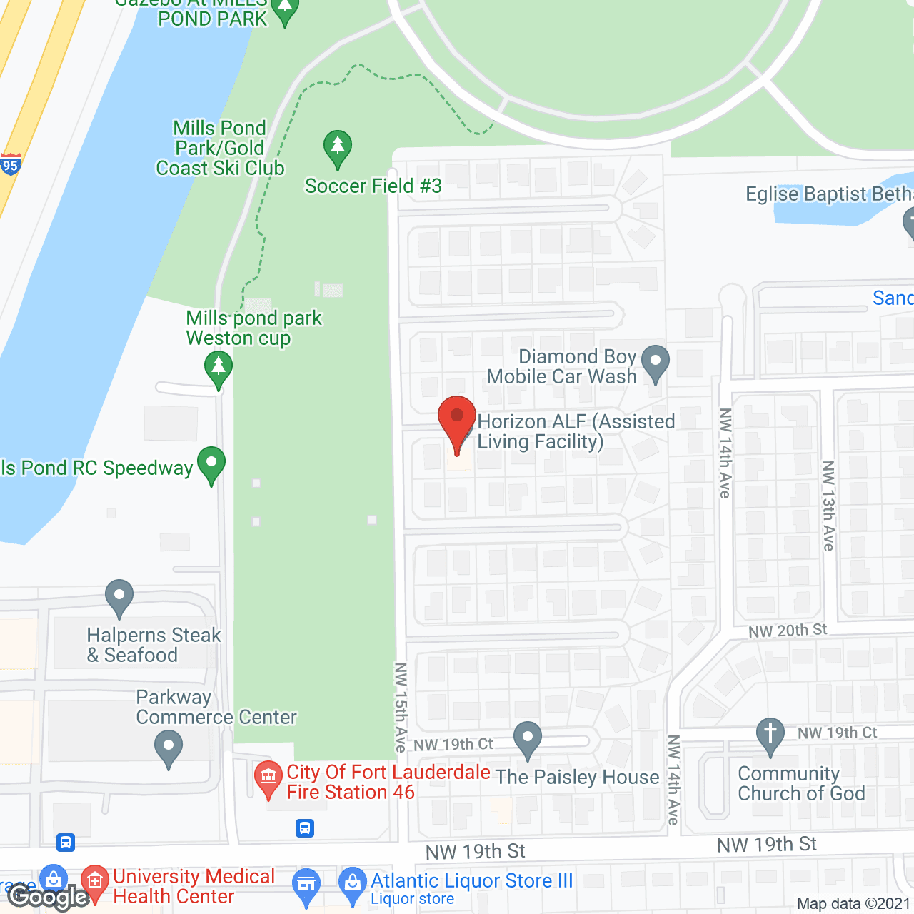 Map of the neighborhood around Merrick Retirement Home