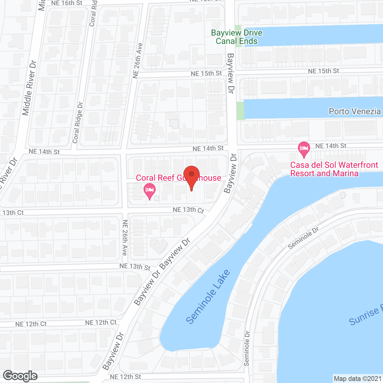 Map of the neighborhood around Bayview Retirement Home