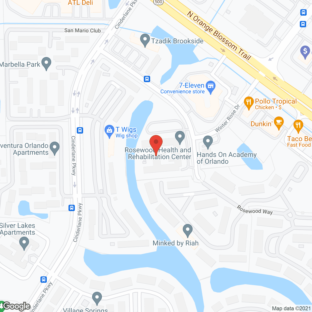 Map of the neighborhood around Rosewood Health & Rehab Ctr