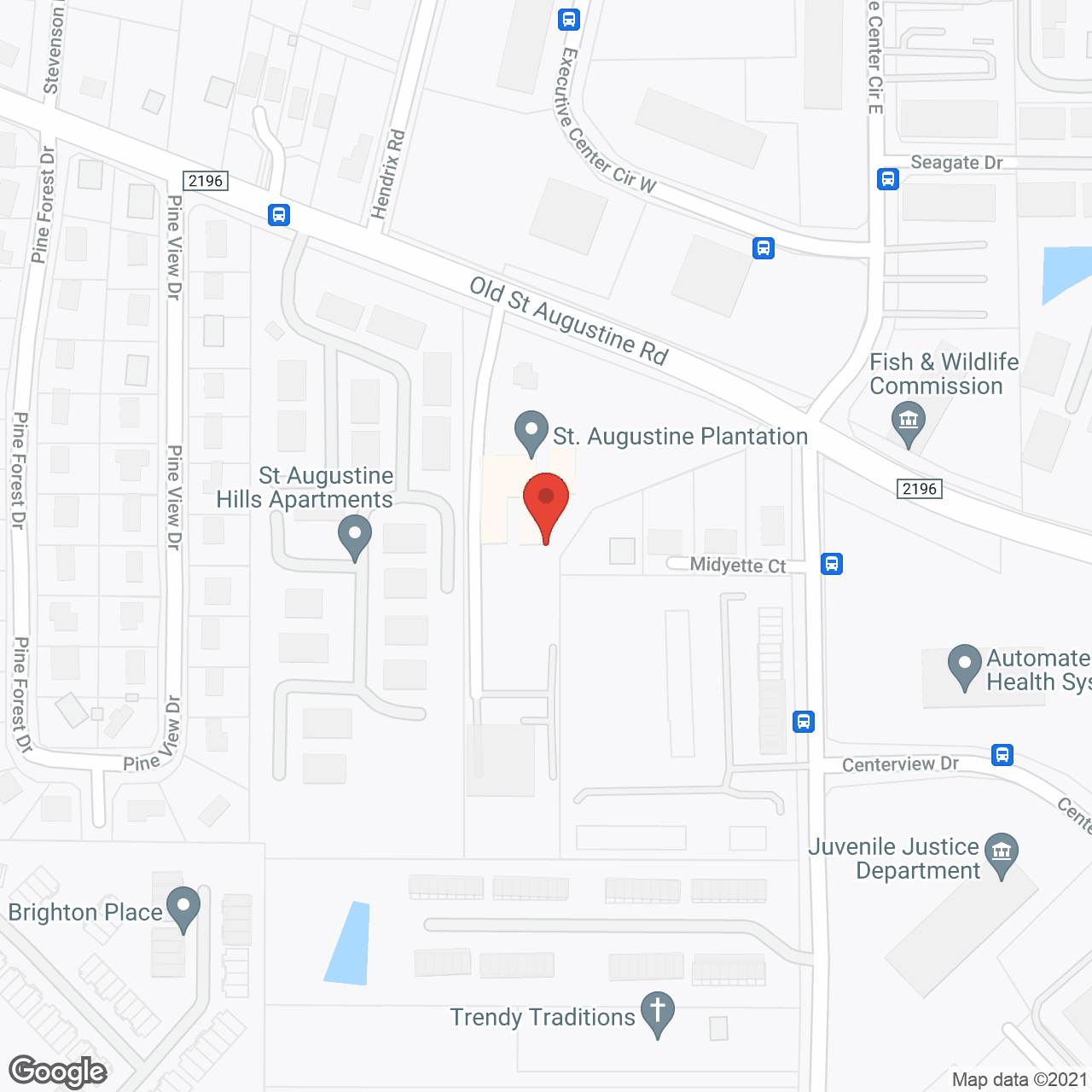 Map of the neighborhood around St. Augustine Plantation