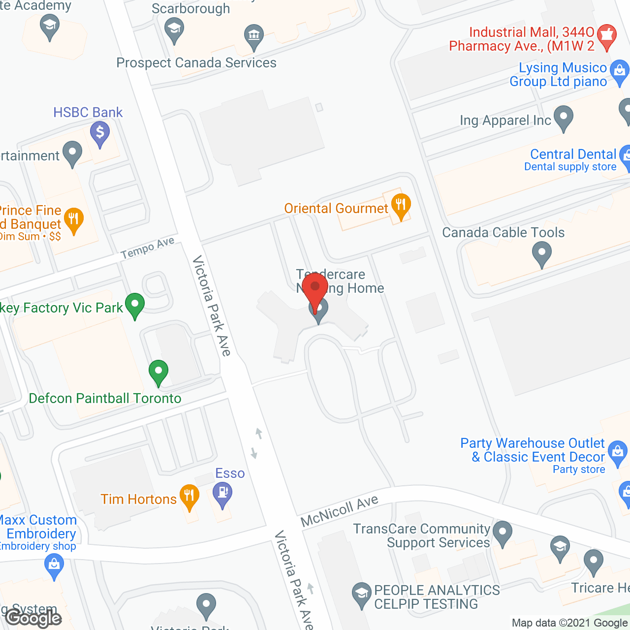 Map of the neighborhood around McNicoll Manor- Moll Berczy Haus